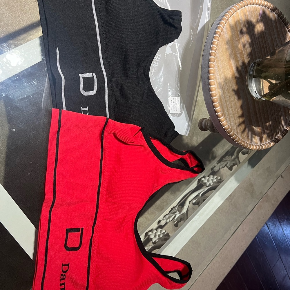 Red and Black Knit Crop Tank Top with Logo